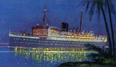 Night falls over Java and diesel-powered SS DEMPO.